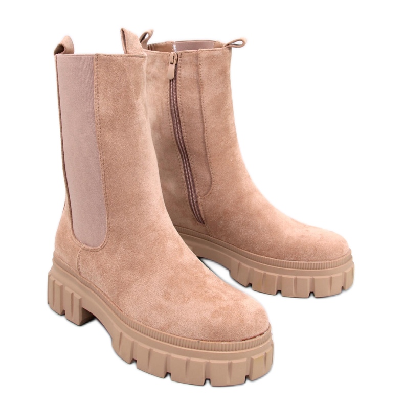 Cizme Chelsea înalte kaki bej