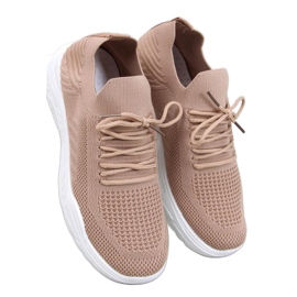 Pantofi sport kaki cu șosete maro