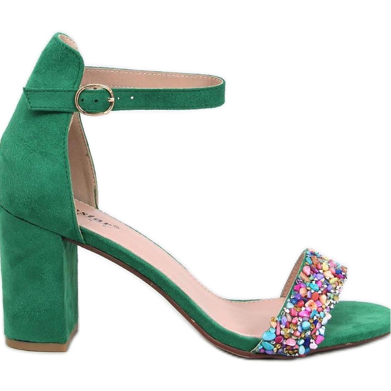 Sandale Valentine Green cu toc înalt cu pietre - Inello verde