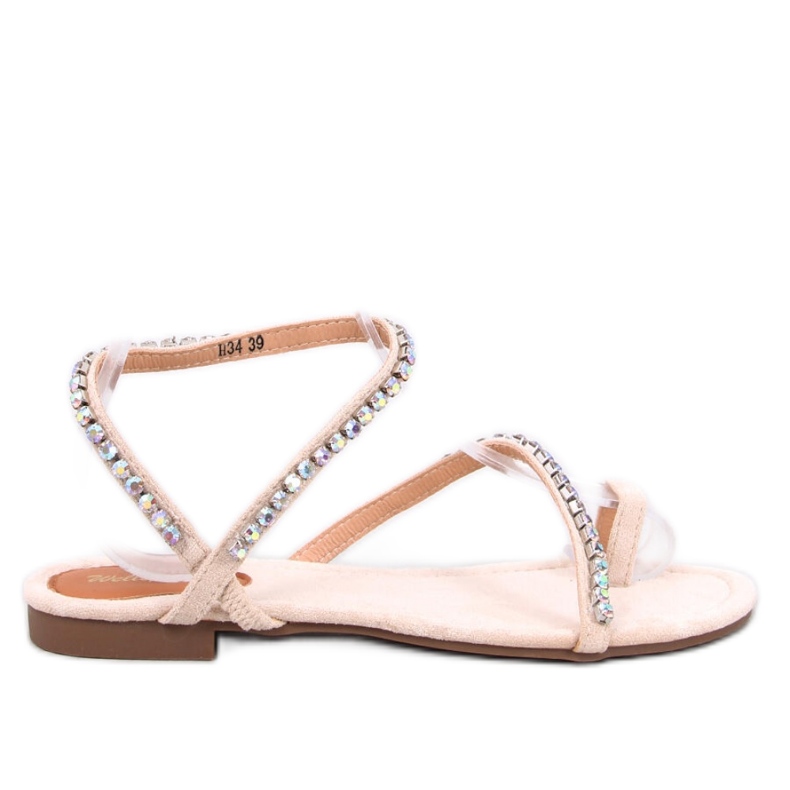 Sandale flip-flop Ayless Beige cu strasuri - Inello bej