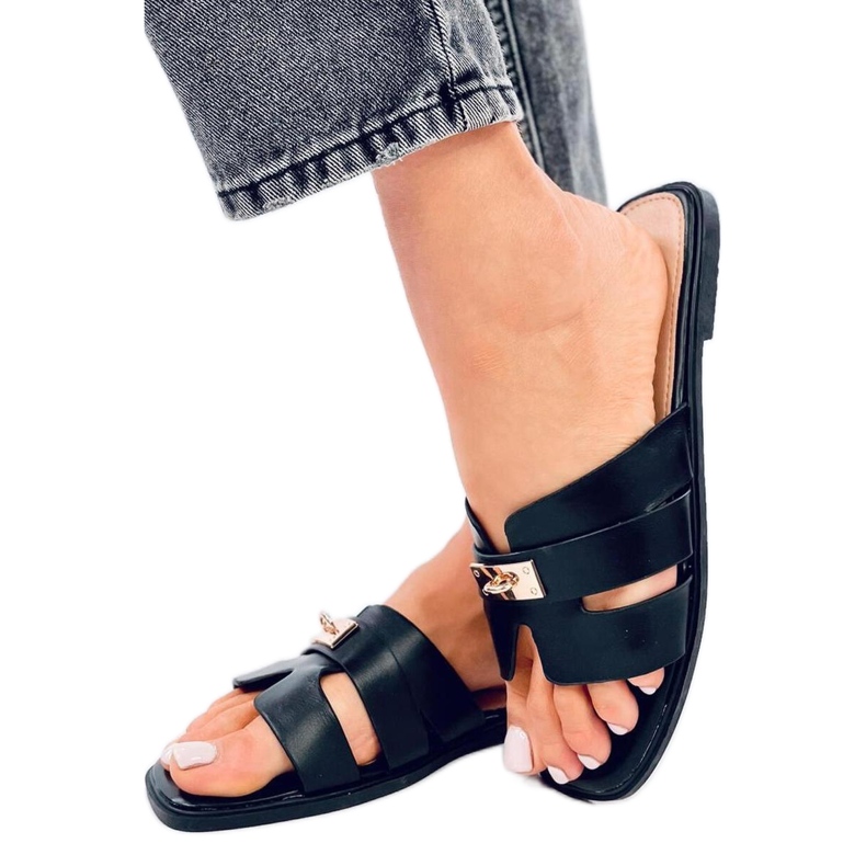 Sandale flip-flops dama Daudi Black - Inello negru