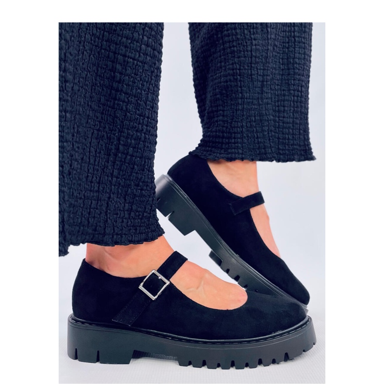 Balerini Holmess Black cu bretele cu platformă - Inello negru