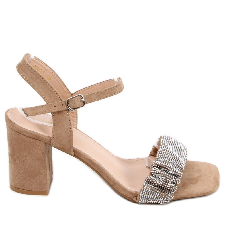 Sandale Dash Khaki cu toc larg - Inello maro Sandale Dash Khaki cu toc larg - Inello maro