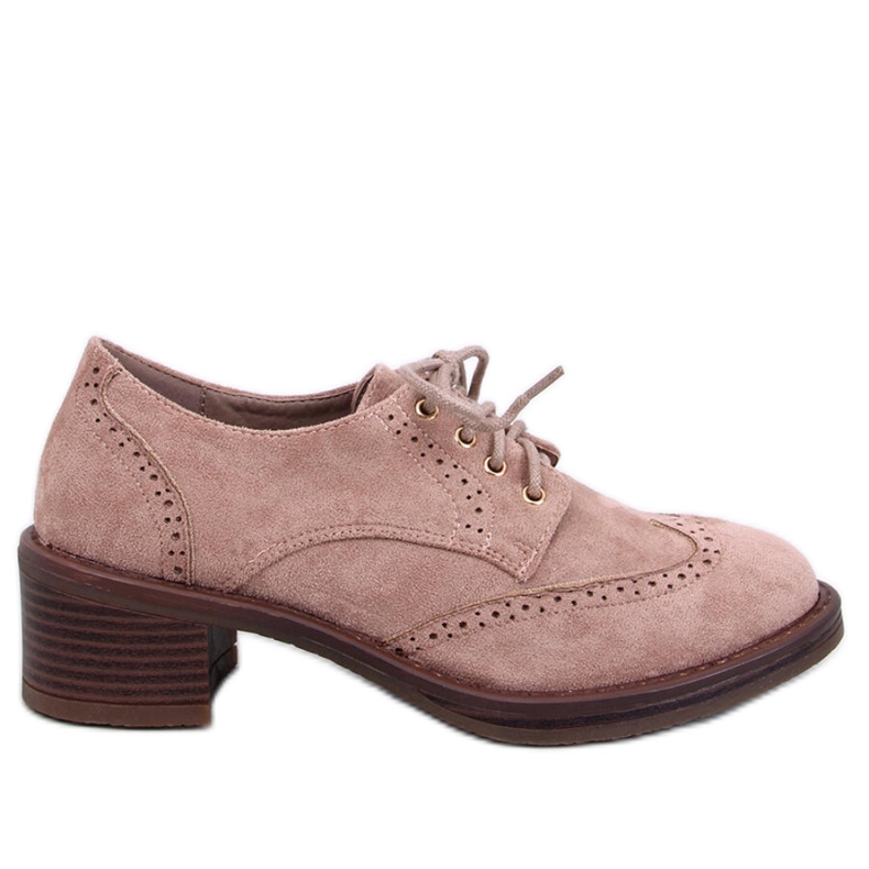 Mocasini cu toc inalt Vedra Khaki - Inello bej