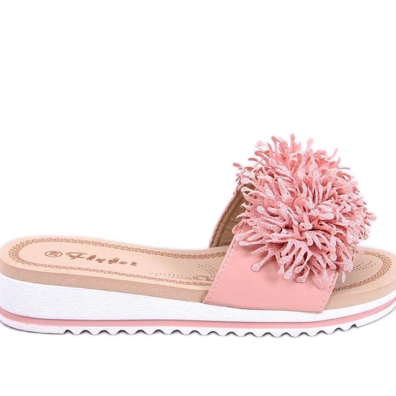 Sandale Mule Wedge cu flori Ragnes Pink - Inello roz
