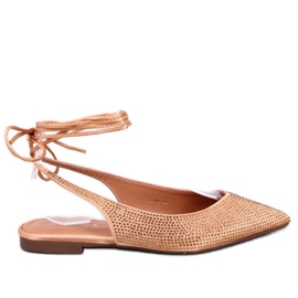 Balerini cu strasuri toc deschis Vonda Champagne - Inello galben