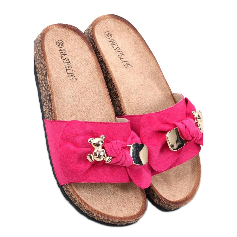 Sandal Slapi din plută cu ursuleț Lups Fuchsia - Inello roz Sandal Slapi din plută cu ursuleț Lups Fuchsia - Inello roz