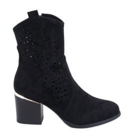 Antares Cizme de cowboy din piele intoarsa neagra ajurata - Inello negru