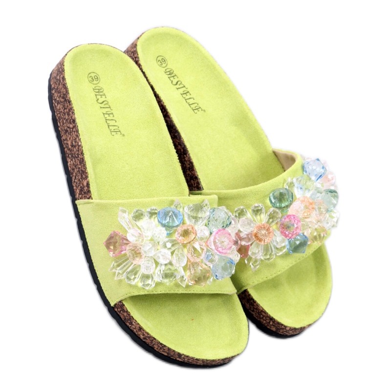 Sandal Cork flip-flops cu pietre Maliv Green - Inello verde
