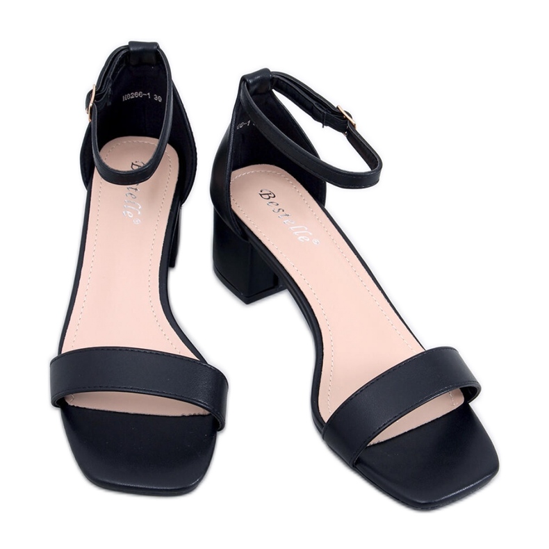 Sandale Bronx Black cu toc - Inello negru