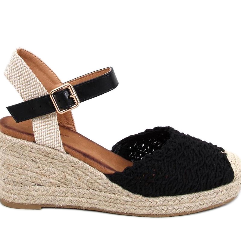 Sandale cu pană espadrile Morelli negre - Inello negru Sandale cu pană espadrile Morelli negre - Inello negru