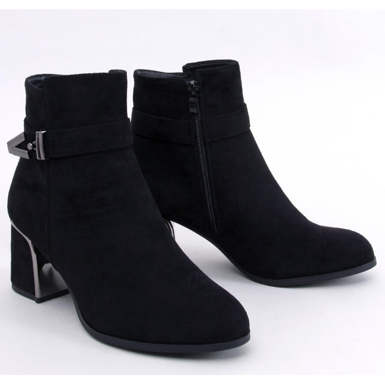 Botine elegante cu toc Khalia Black - Inello negru