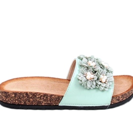 Sandale Flip-flops Cork cu flori Emiles Green - Inello verde