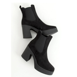Cizme cu toc inalt de cauciuc negru ST-62P Negru - Inello