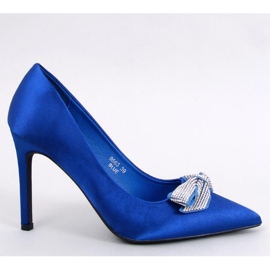 Tocuri inalte din satin Trini Blue cu fundita - Inello albastru Tocuri inalte din satin Trini Blue cu fundita - Inello albastru
