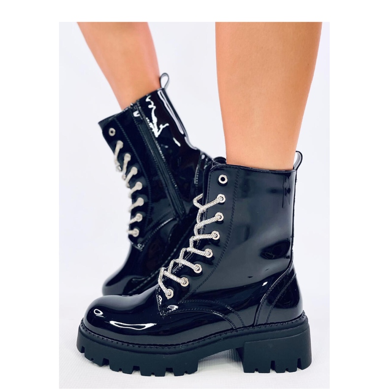 Cizme bovver lăcuite Quanes Miroir - Inello negru