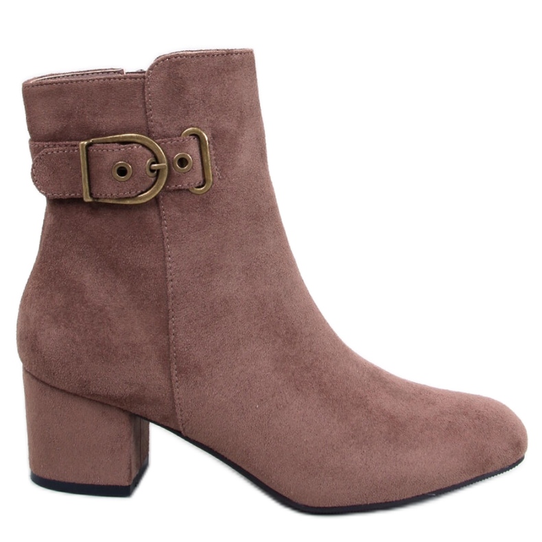 Botine cu toc Lanne Khaki - Inello maro