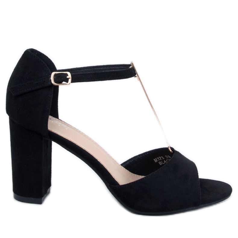 Sandale cu toc inalt cu decor auriu Ferdi Black - Inello negru