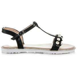 Nio Nio Sandale Plate Cu Mărgele negru Nio Nio Sandale Plate Cu Mărgele negru