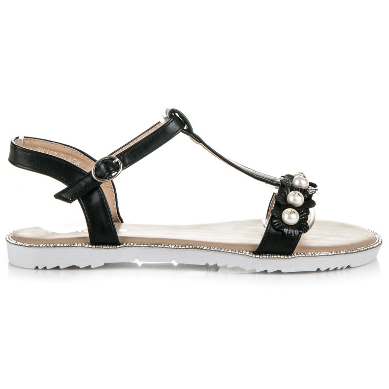 Nio Nio Sandale Plate Cu Mărgele negru