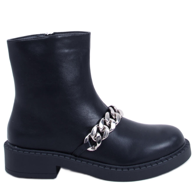 Botine de damă Foster Black cu lanț negru Botine de damă Foster Black cu lanț negru