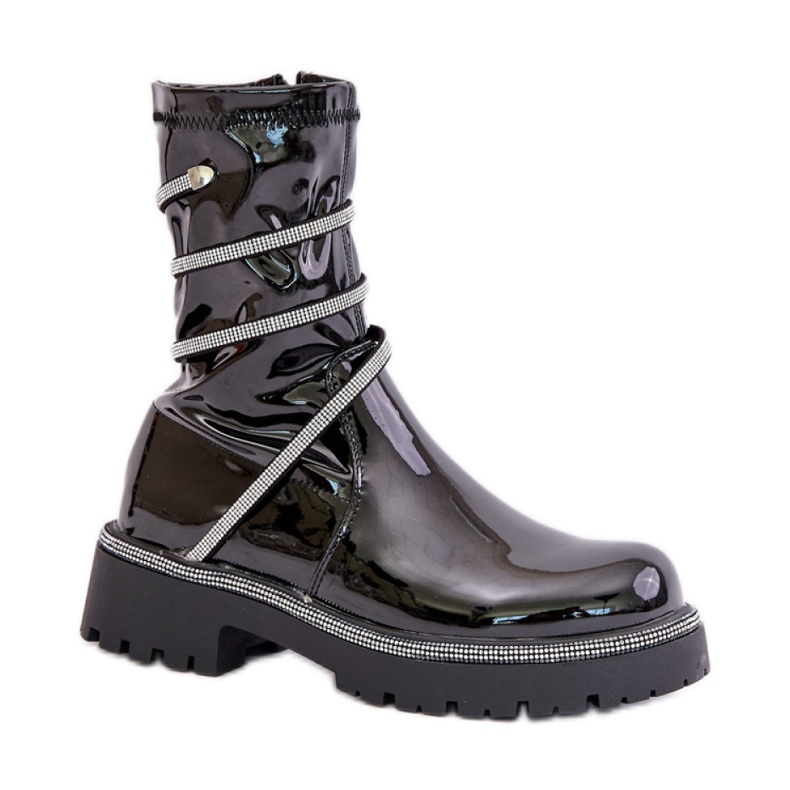 Botine de dama lacuite negre negru Botine de dama lacuite negre negru