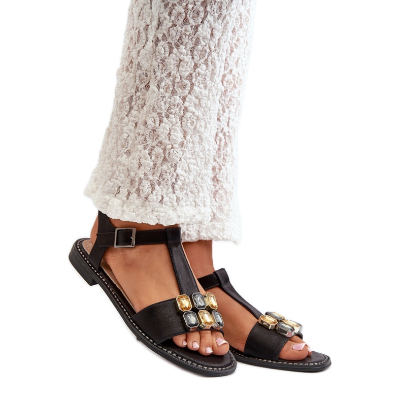 Sandale dama cu decor S.Barski Black negru