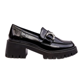 Pantofi negri cu toc lacuit negru Pantofi negri cu toc lacuit negru