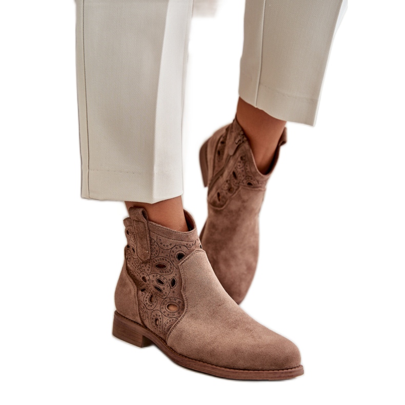 S. BARSKI Cizme de dama cu o partea superioara ajurata S.Barski maro S. BARSKI Cizme de dama cu o partea superioara ajurata S.Barski maro