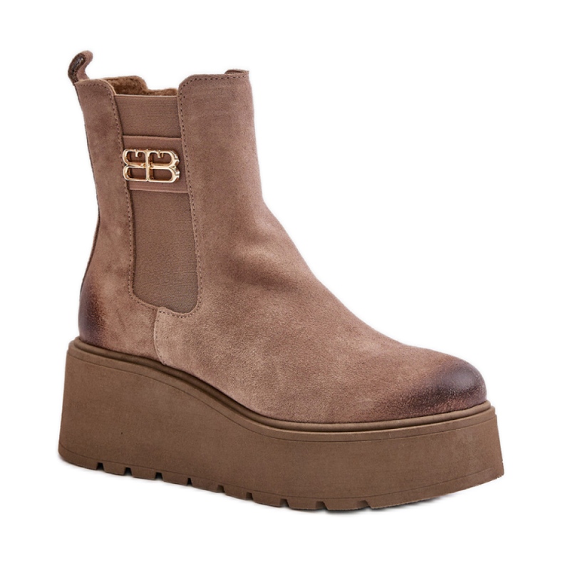 Cizme de dama cu platforma Zazoo Beige bej