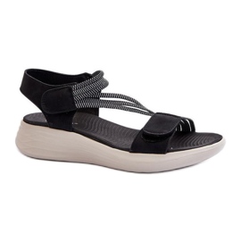 Sandale de damă cu velcro Negru