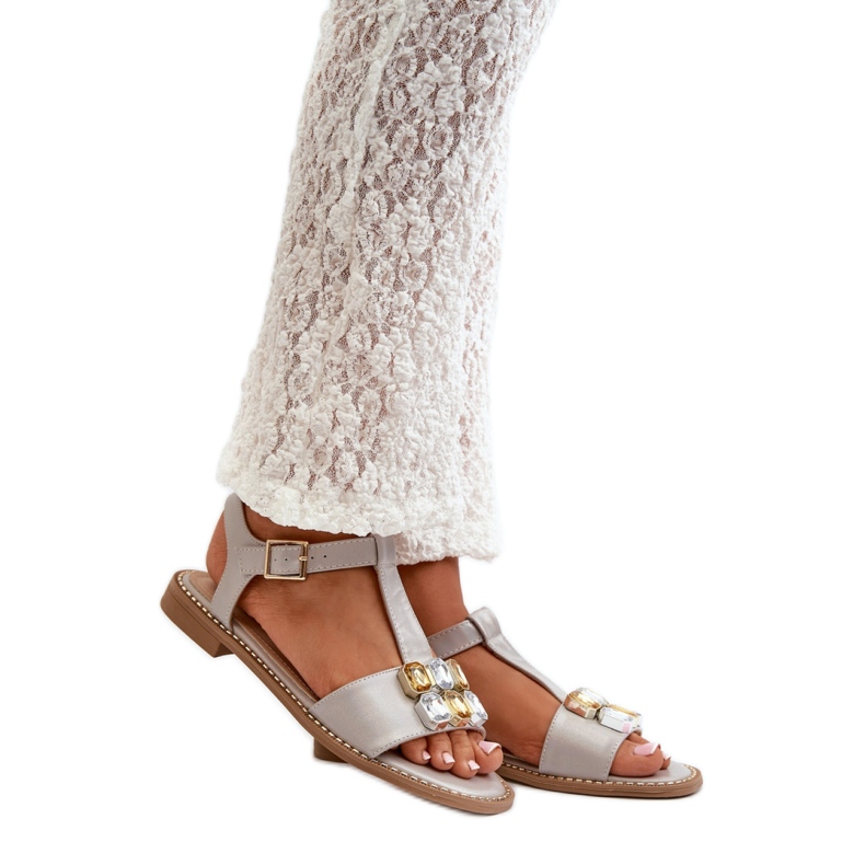 S. BARSKI Sandale dama cu detalii decorative S.Barski bej