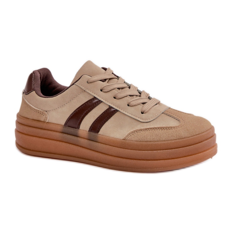 Pantofi sport maro cu platforma