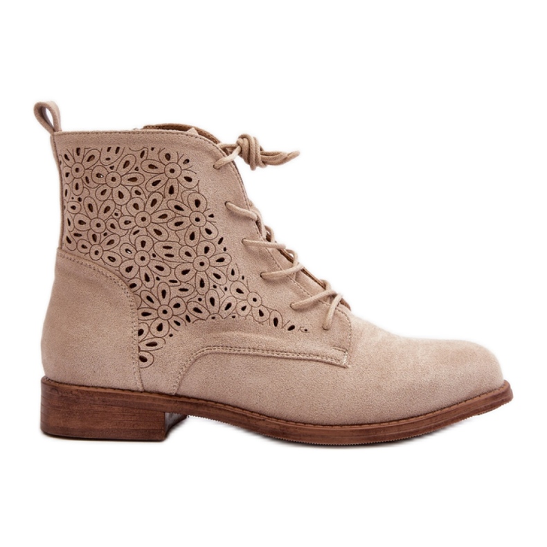 Cizme cu partea superioară ajurata S.Barski Light Beige bej