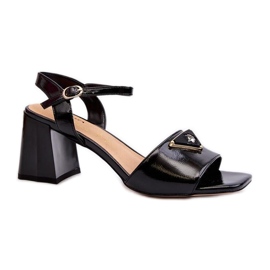S.Barski Sandale negre cu toc lacuit negru S.Barski Sandale negre cu toc lacuit negru