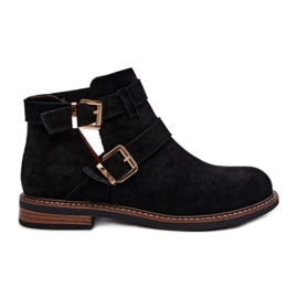 Botine de dama cu dungi decorative Negru Botine de dama cu dungi decorative Negru