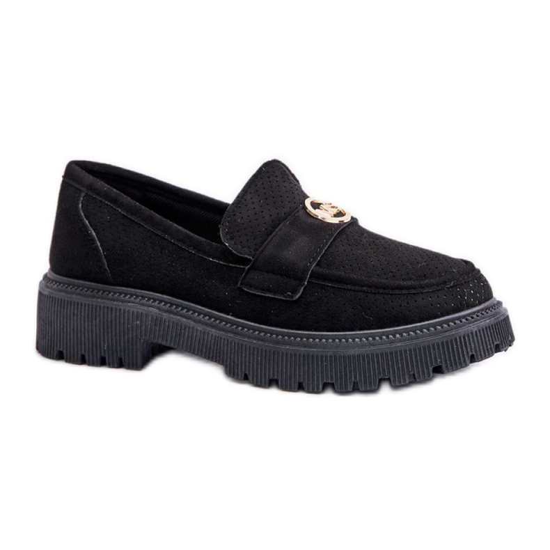 Pantofi mocasin cu detaliu auriu Negri negru