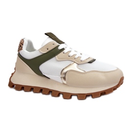 Pantofi sport dama pe platforma Bej/Verde Pantofi sport dama pe platforma Bej/Verde