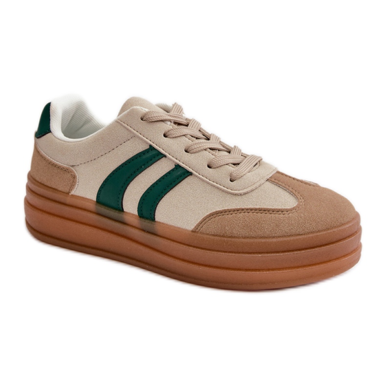 Pantofi sport cu platformă bej/verde