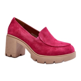 Pantofi de dama cu toc inalt si platforma Fuchsia roz