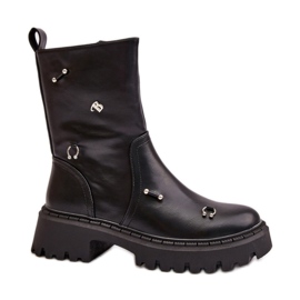Botine de dama cu decoratiuni negre negru