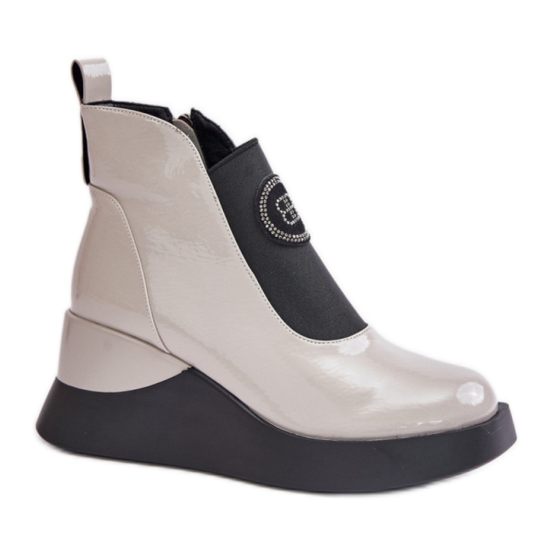 Botine de dama pe platforma S.Barski Light Grey gri