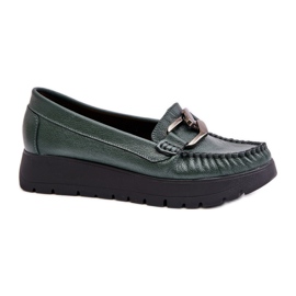 Mocasini de dama cu decor Verde Inchis