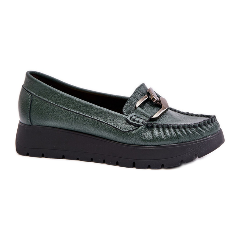Mocasini de dama cu decor Verde Inchis