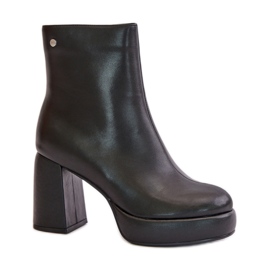 GOE Botine cu toc inalt cu platforma negru