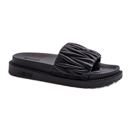Flip-flops de damă Big Star Black cu volane negru Flip-flops de damă Big Star Black cu volane negru