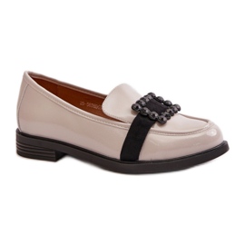 Mocasini patentati cu decor Vinceza Grey gri Mocasini patentati cu decor Vinceza Grey gri