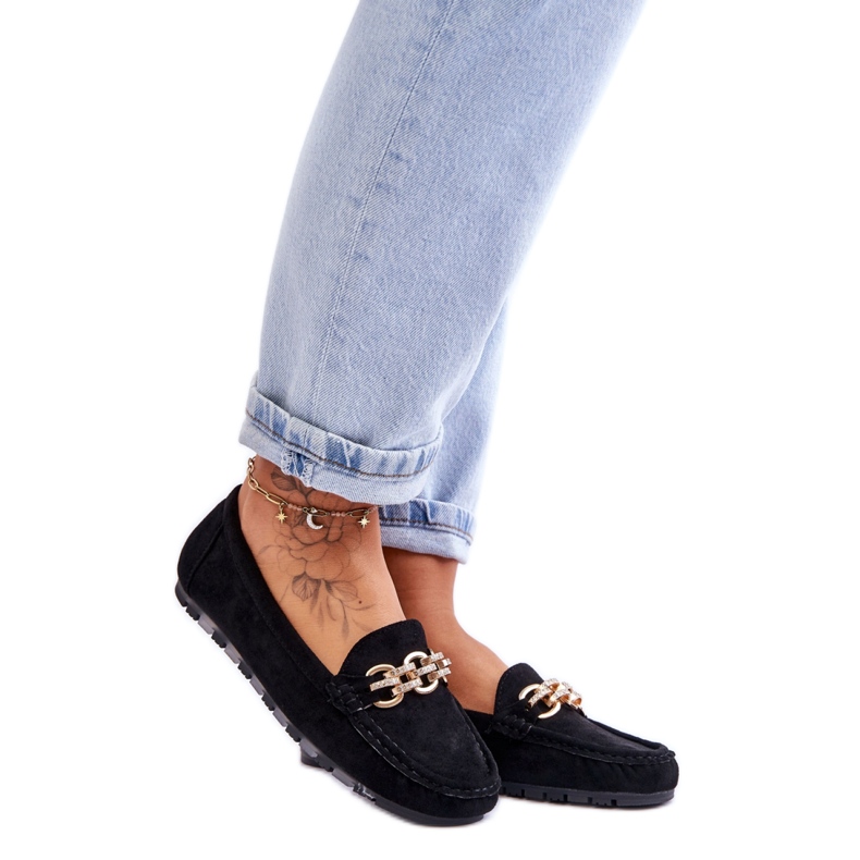 Mocasini cu slip-on de damă, negri negru