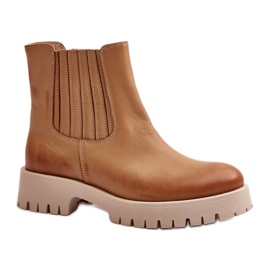 Botine de damă Lewski Brown cu slip-on maro Botine de damă Lewski Brown cu slip-on maro