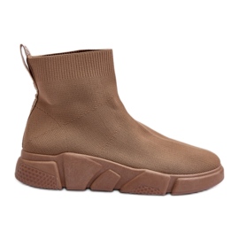 Pantofi Sport Bej Cu Șosetă maro Pantofi Sport Bej Cu Șosetă maro